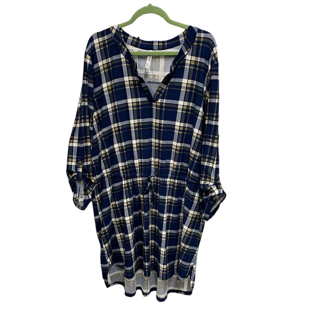 Bobbie Brooks Soft Plaid Flannel Elastic Waist Shirt Tunic Plus Size 3X - Picture 2 of 7